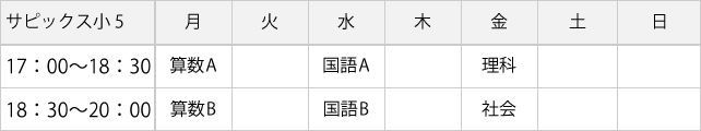 サピックス小5の時間割